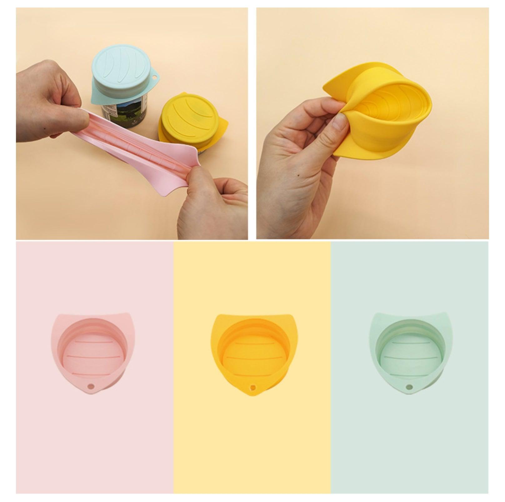 Silicone Food Can Lid & Spoon Set for Pet Food (3 Lids + 1 Spoon)