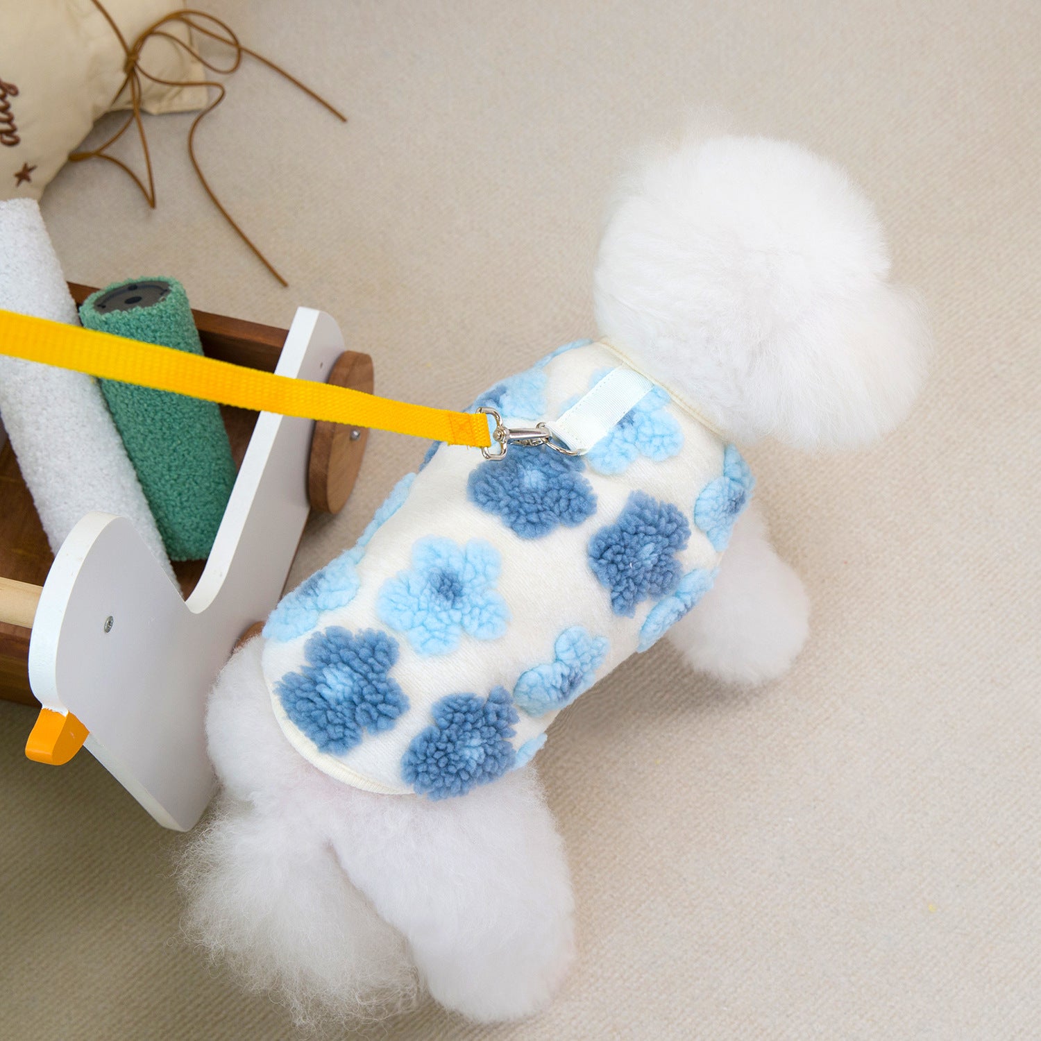 Fleece Flower Decor Dog Cat Harness Vest