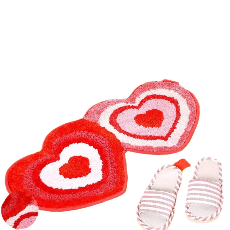 Valentine'S Day Casual Elegant Letter Heart Shape Polyester Carpet Bathing