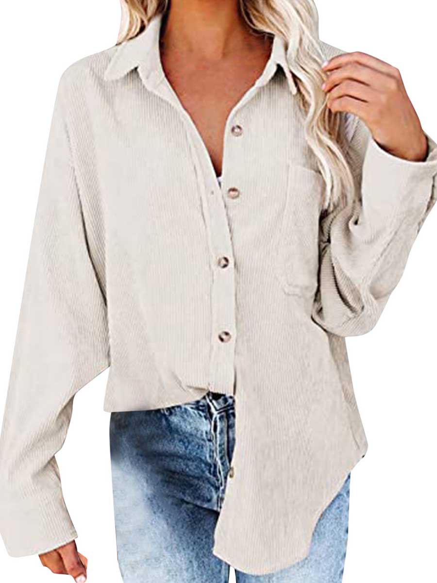 Corduroy Lapel Button Down Shirt