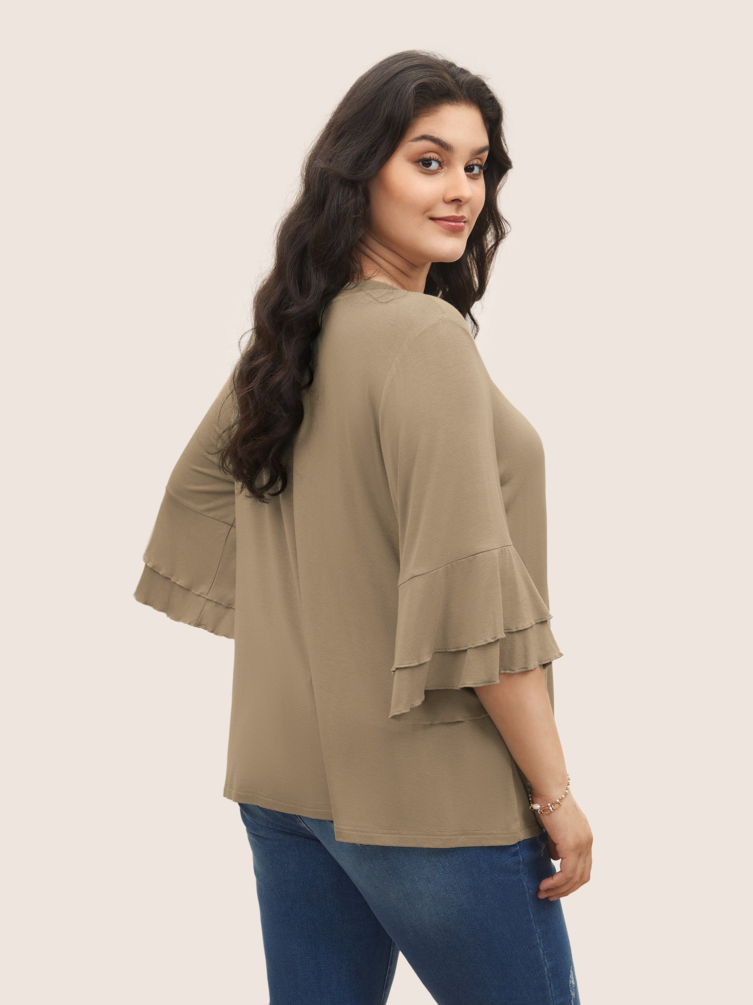 Supersoft Essentials Ruffle Layered Sleeve Pleated T-shirt