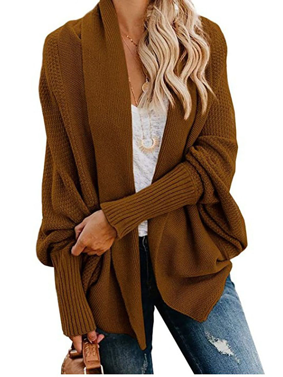 Bat sleeve plus size long knitted cardigan sweater13 colors