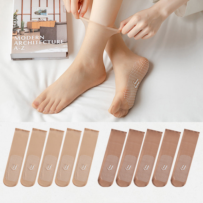 Invisible. Slip-resistant Crystal Silk Socks