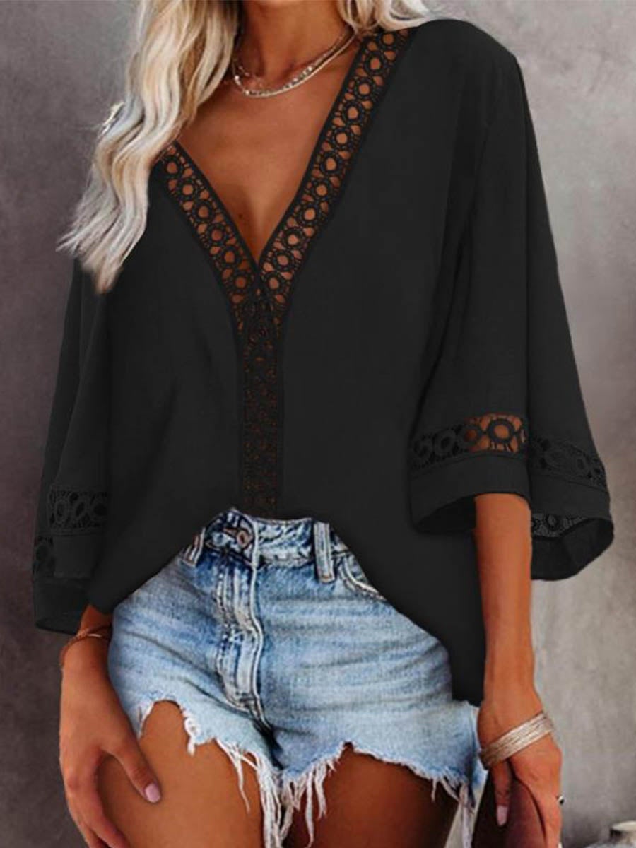 Stunnncal Lace V-neck Shirt5 colors