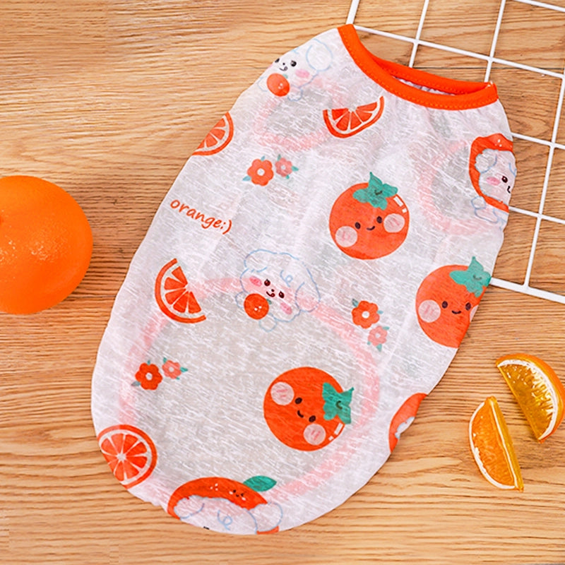 Big Dog Pet Spring And Summer Vest Dustproof Clothes Cat Dog Clothes Supplies Cartoon Fruit Teddy Koki Golden Hair