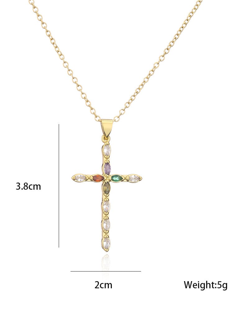 Cubic Zirconia Cross Pendant & Chain