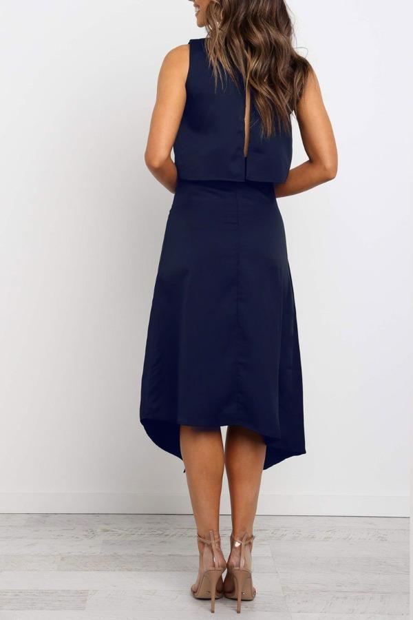 Fashion O-Neck Open Two-Piece Dress