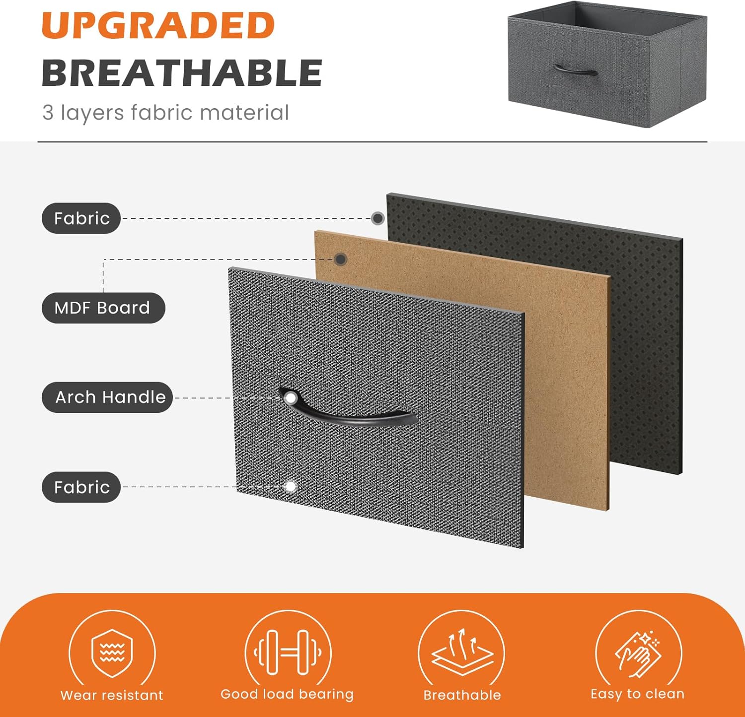 Nightstand Small Bedroom Dresser with 4 Fabric Drawers