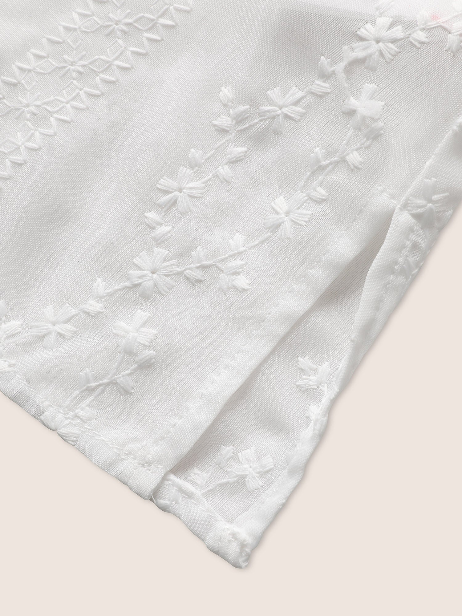 Texture Mesh Button Detail Tucked Seam Blouse