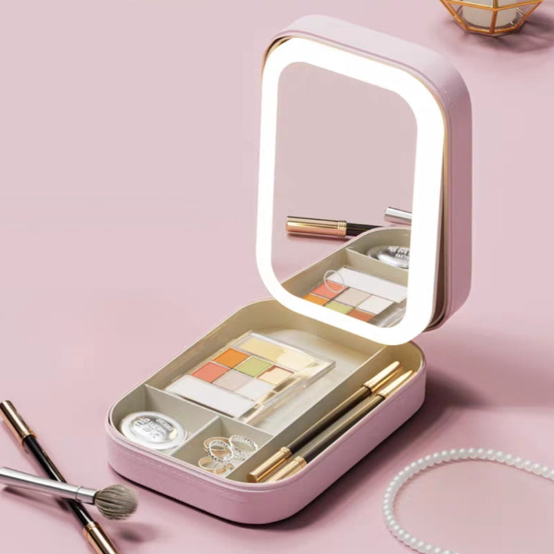 [Best Gift For Her] Integrated Makeup Storage Box With Light-Filling Mirror & Free shipping