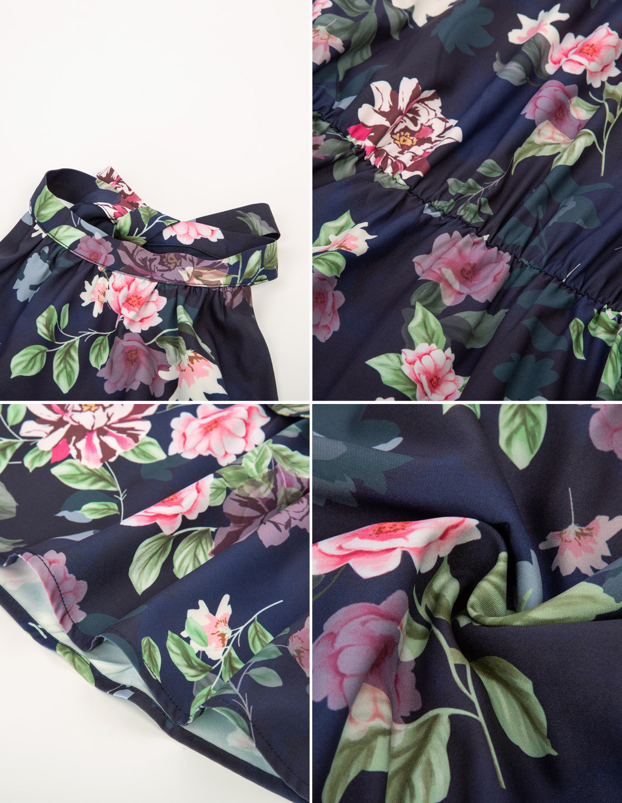 Seckill Offer⌛Strawberry Printed Elastic Waist Cake Dress Sleeveless Halterneck 3-Layer A-Line Dress