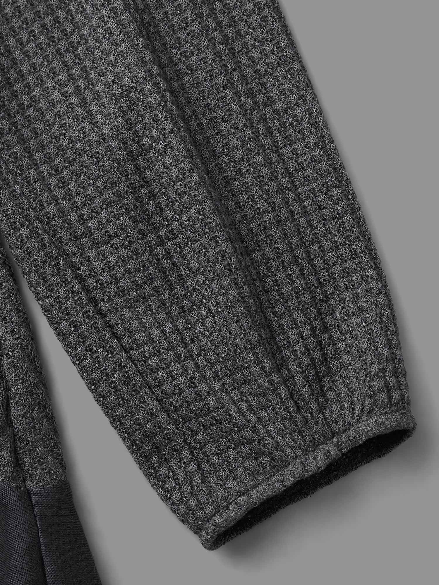 Waffle Knit Patchwork High Low Hem T-shirt