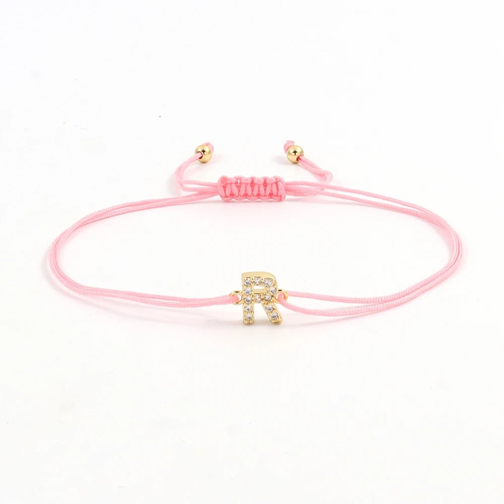 Minimal Diamond Letter Initial Strung Bracelet