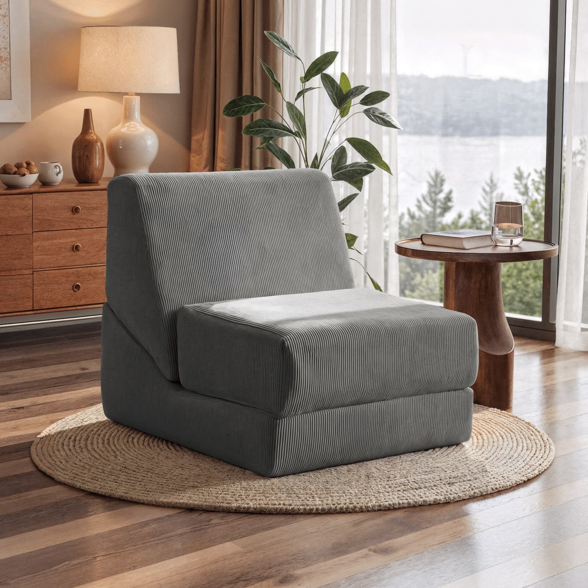 Folding Sofa Bed, 3 in 1 Convertible Sleeper Chair, Floor Couch with Back Support, Single Chair Bed for Living Room