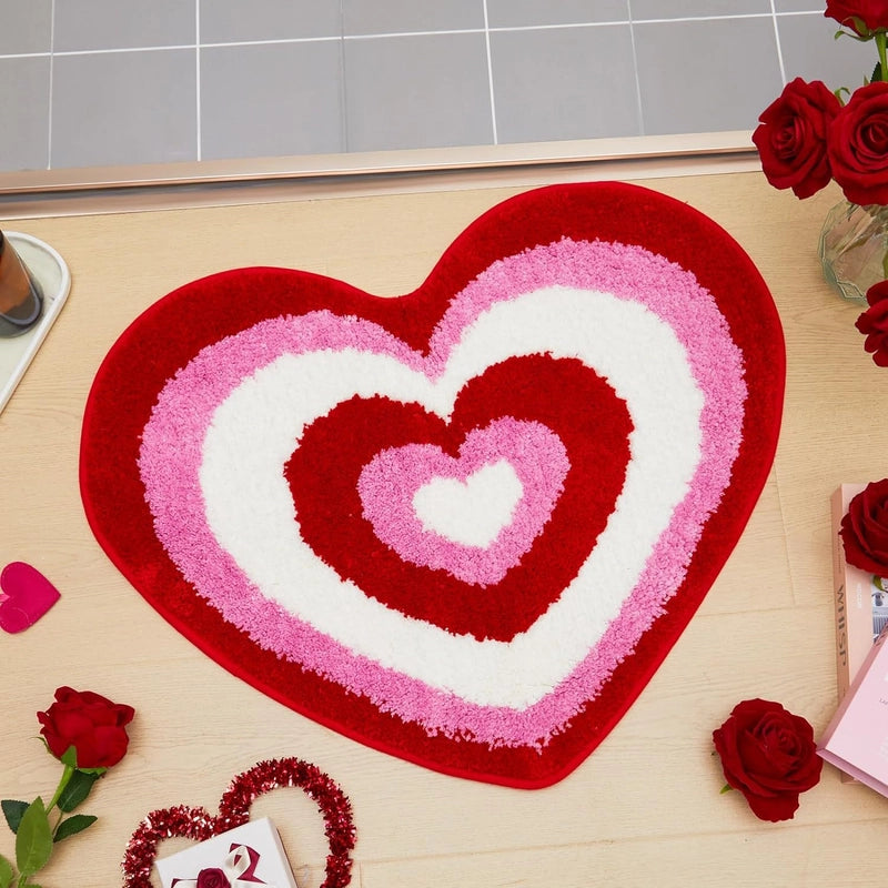 Valentine'S Day Casual Elegant Letter Heart Shape Polyester Carpet Bathing