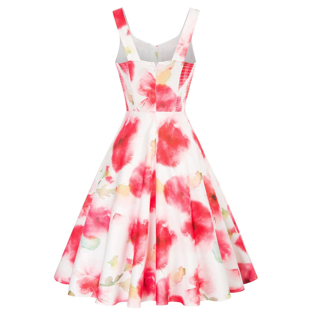1950s Vintage Sleeveless Printed A-Line Dress