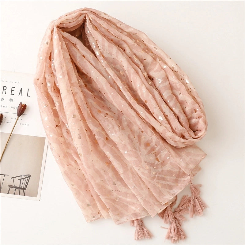 Women's Fashion Color Block Voile Polyester Winter Scarves