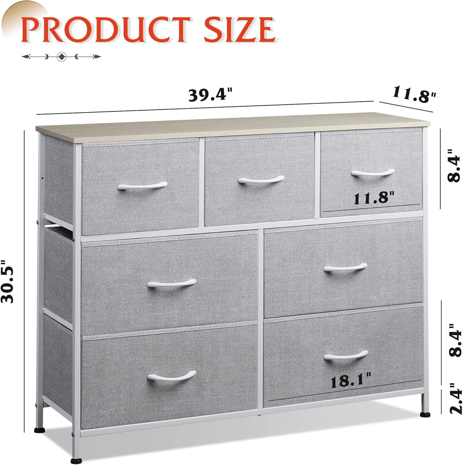 WLIVE 7 Drawer Dresser TV Stand, Dressers for Bedroom, Fabric Storage Tower