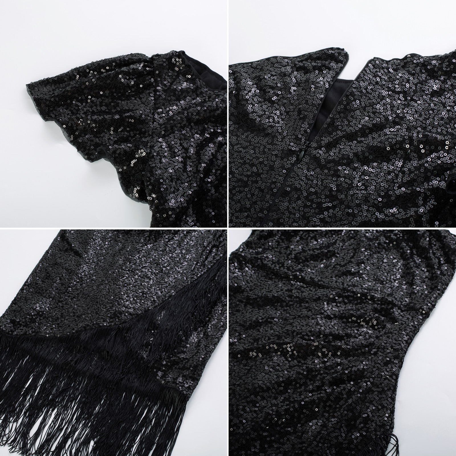 Seckill Offer⌛Sequin Dress Vintage One Shoulder Sparkly Glitter Fringe Cocktail Party Club Bodycon Dresses