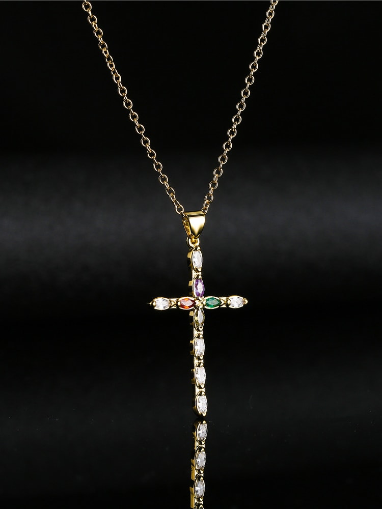 Cubic Zirconia Cross Pendant & Chain