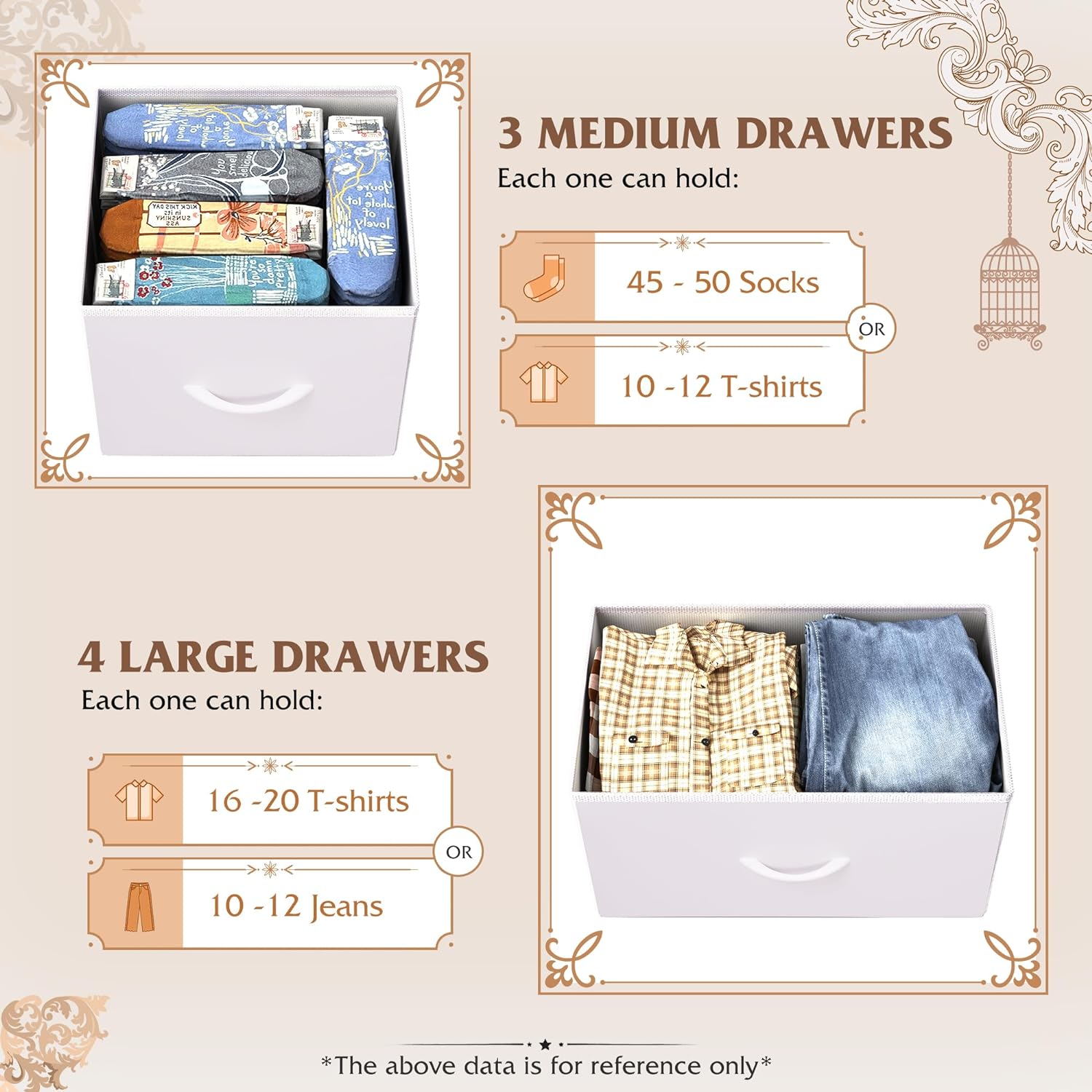 WLIVE 7 Drawer Dresser TV Stand, Dressers for Bedroom, Fabric Storage Tower