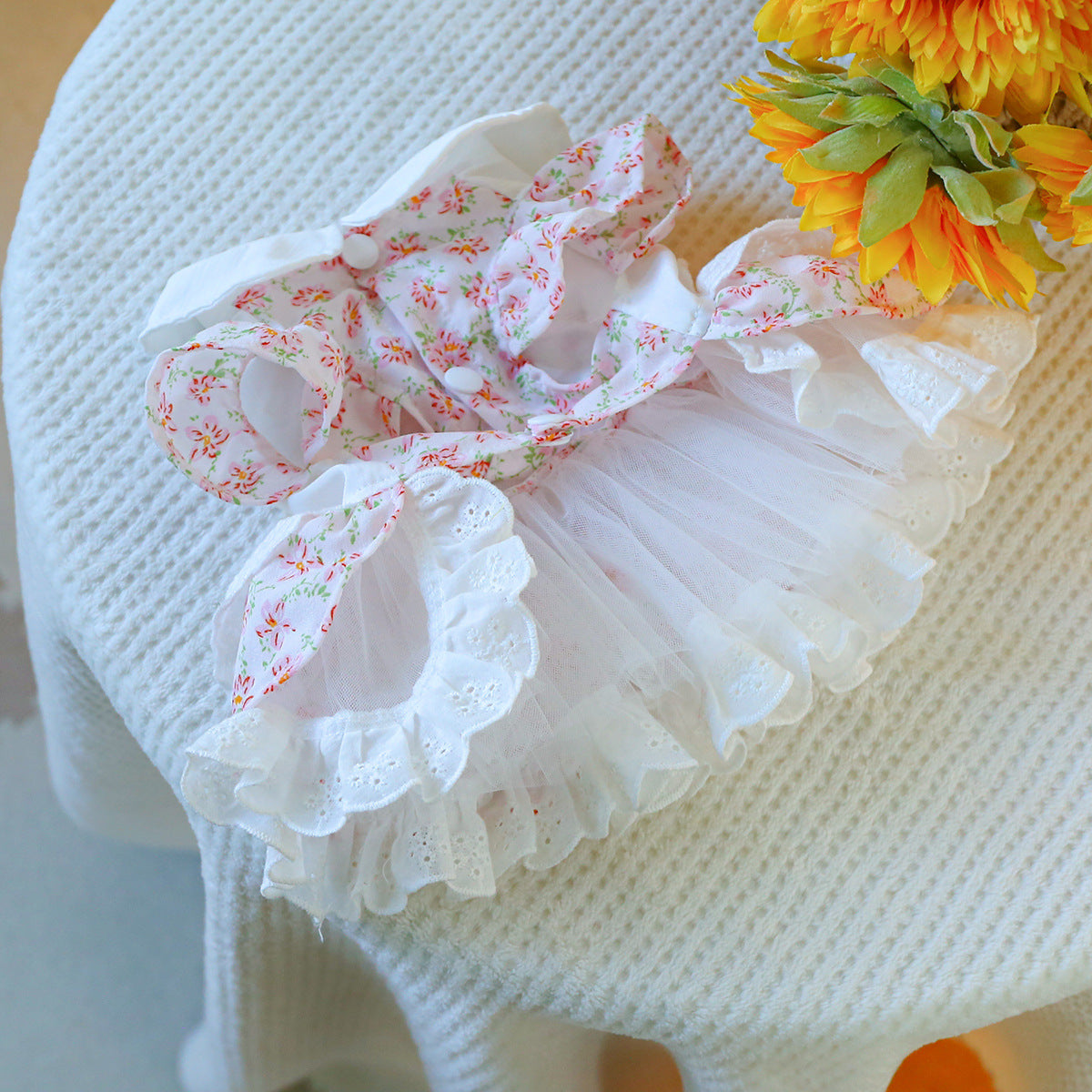Flower Lace Decor Dog Cat Dress Harness