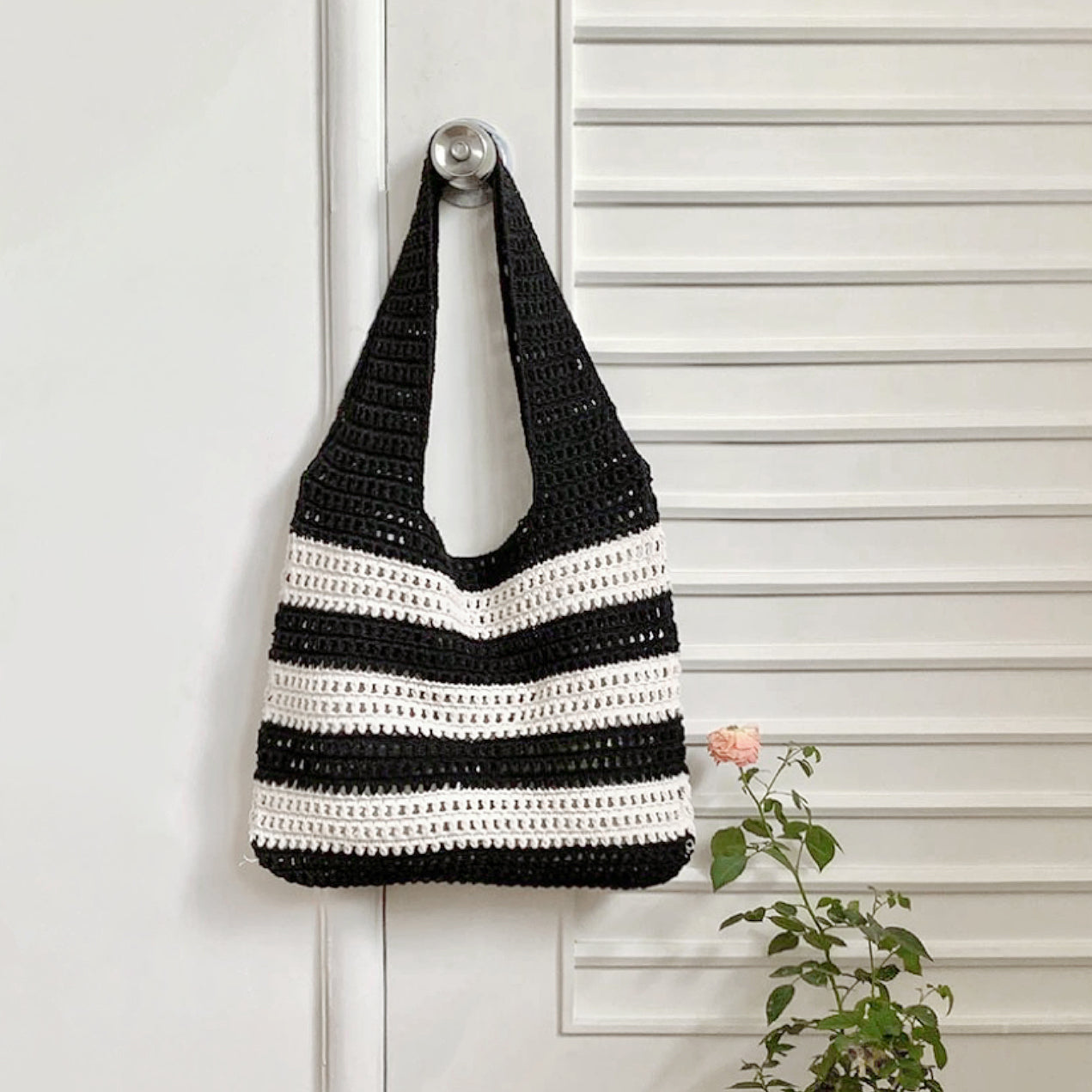 Wide Stripe Crochet Bag
