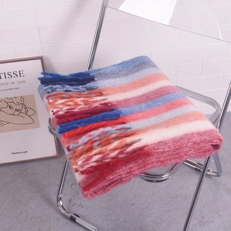 Women's Minimalist Color Block Imitation Cashmere Dyeing Scarf