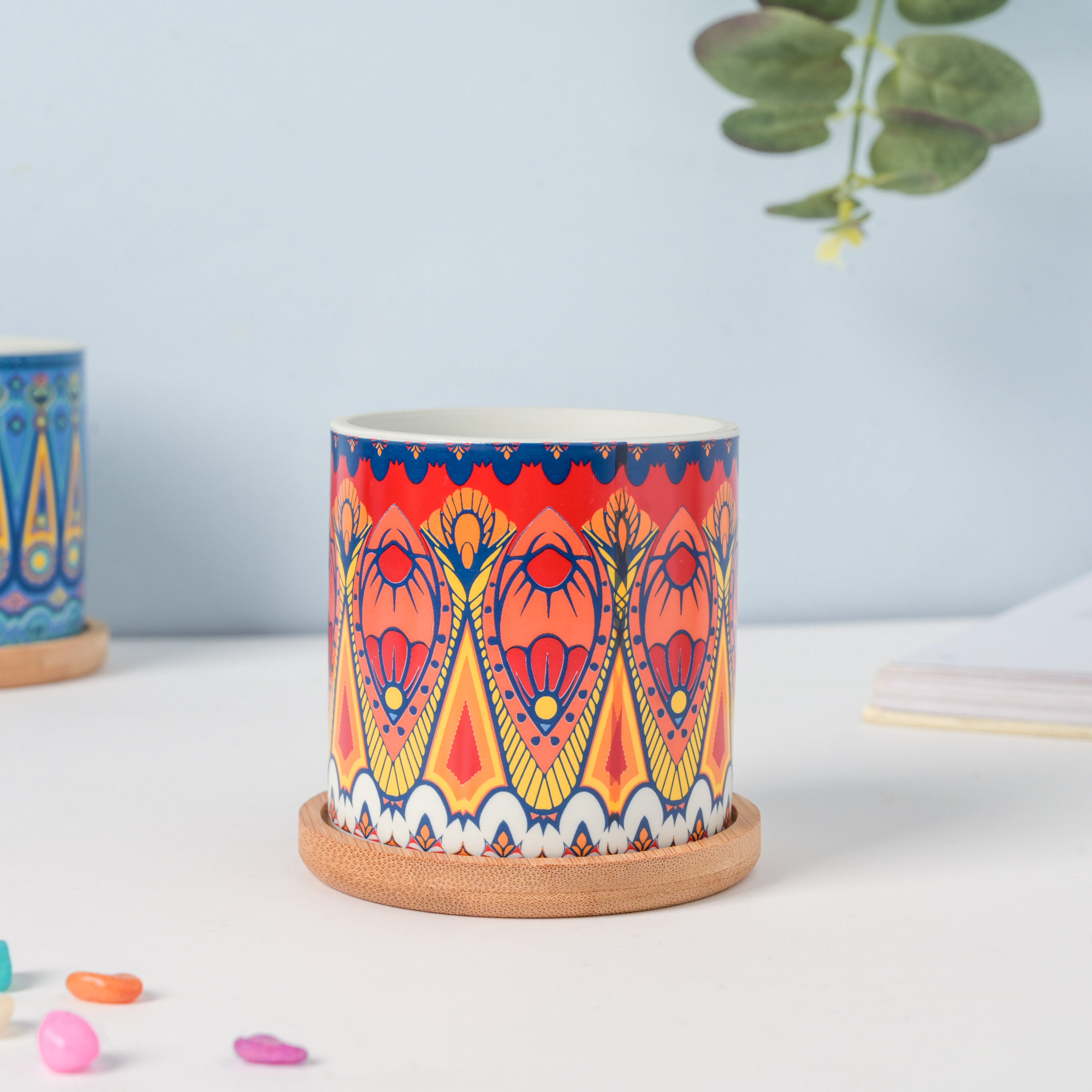 Beaming Red Planter With Coaster