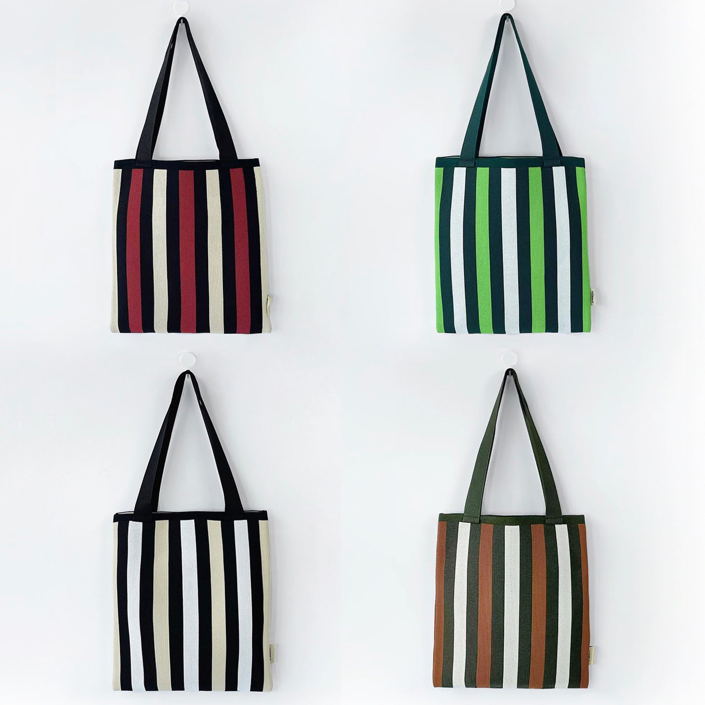 Chromatic Stripe Knitted Bag