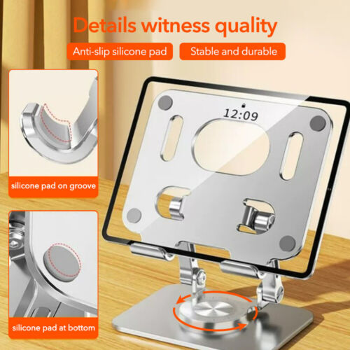 Aluminum Alloy Laptop Stand Foldable 360° Rotation Anti Slip Tablet Holder Notebook Lifting Cooling Holder