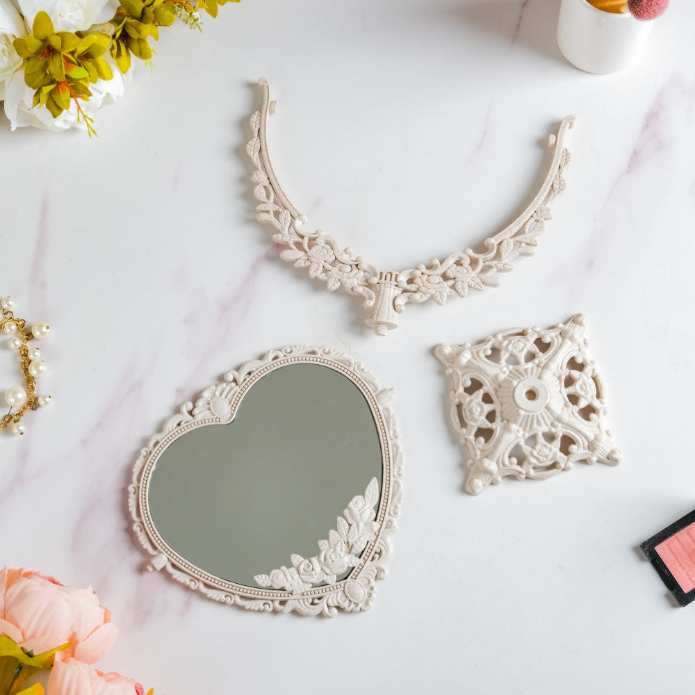 Vintage Heart Double Sided Mirror Ivory
