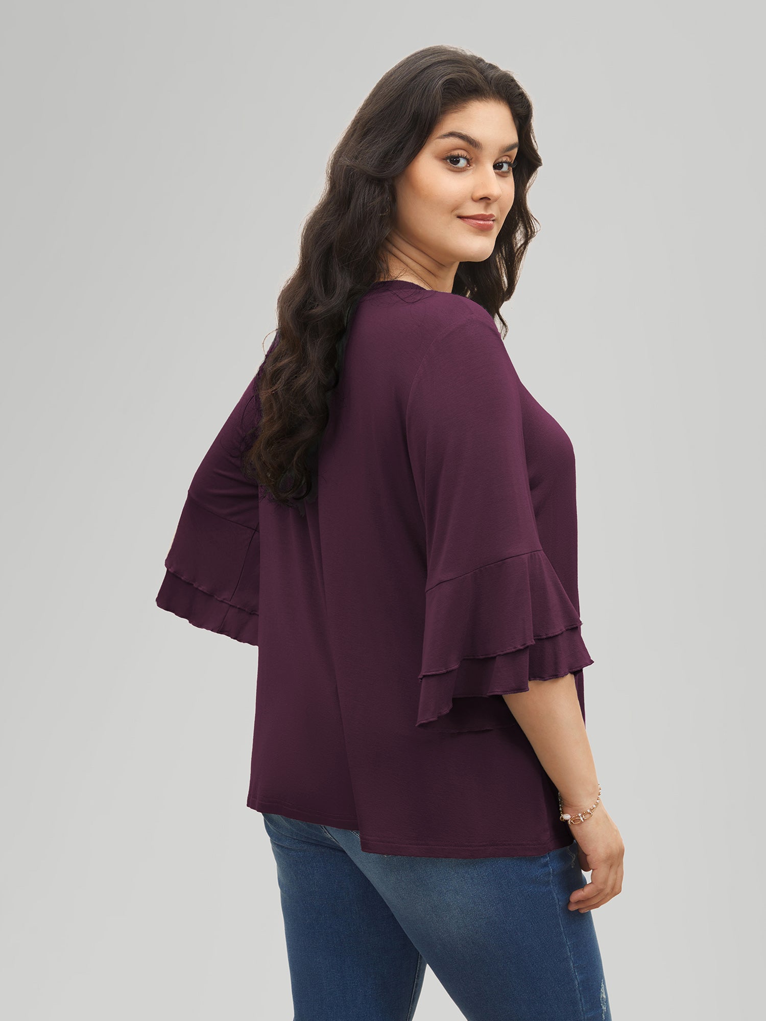 Supersoft Essentials Ruffle Layered Sleeve Pleated T-shirt