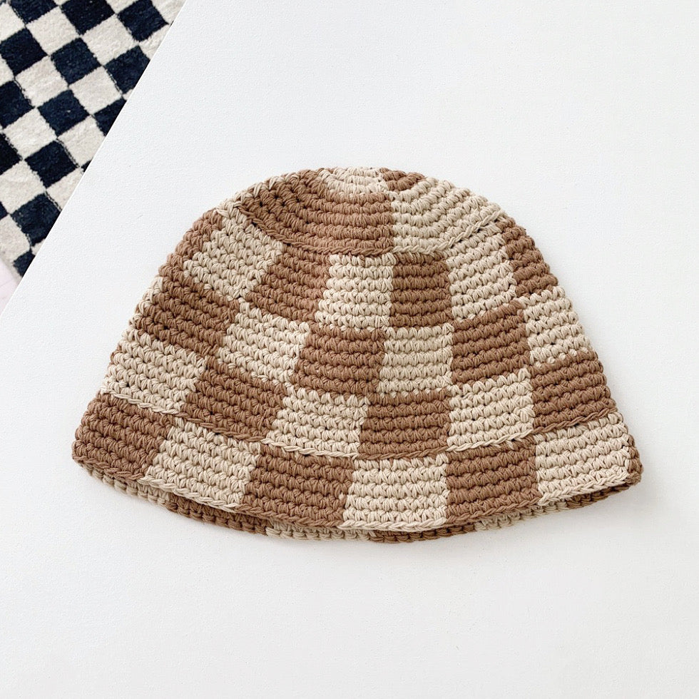 Checkered Crochet Bucket Hat