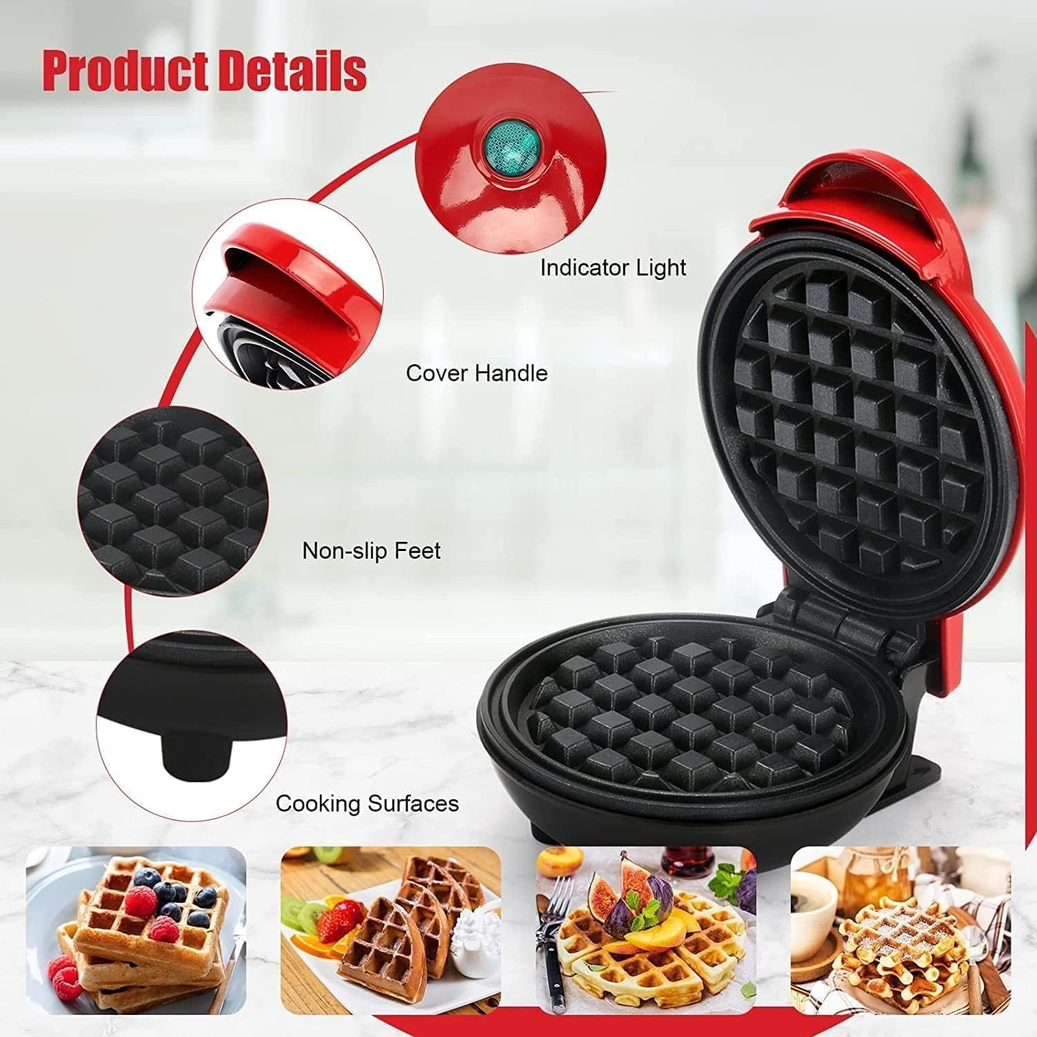 Mini Non-Stick Waffles Maker. Portable Electric Waffle Iron Machine