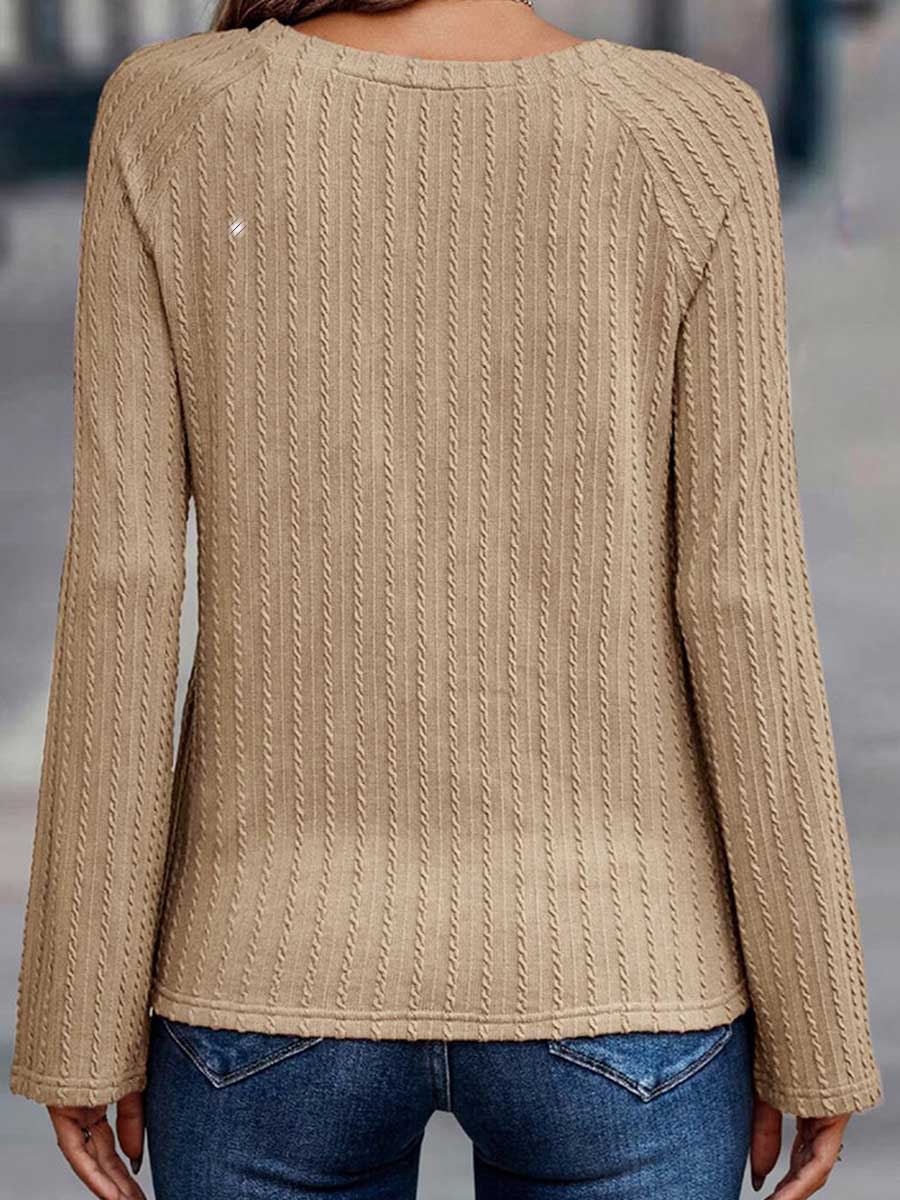 Solid Color Knit Slim Long Sleeve Top