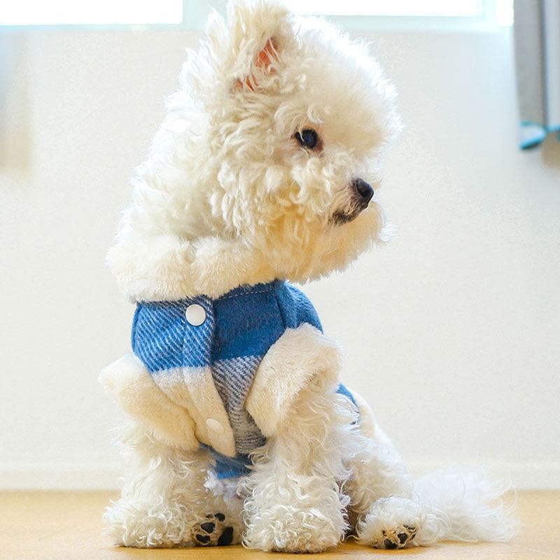 Plaid Warm Dog Cat Harness Coat