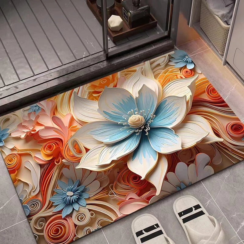 3D Oil Painting Diatom Mud Absorbent Floor Mat Non-slip Floor Mat Bathroom Door Quick-drying Bathroom Carpet Bathroom Floor Mat