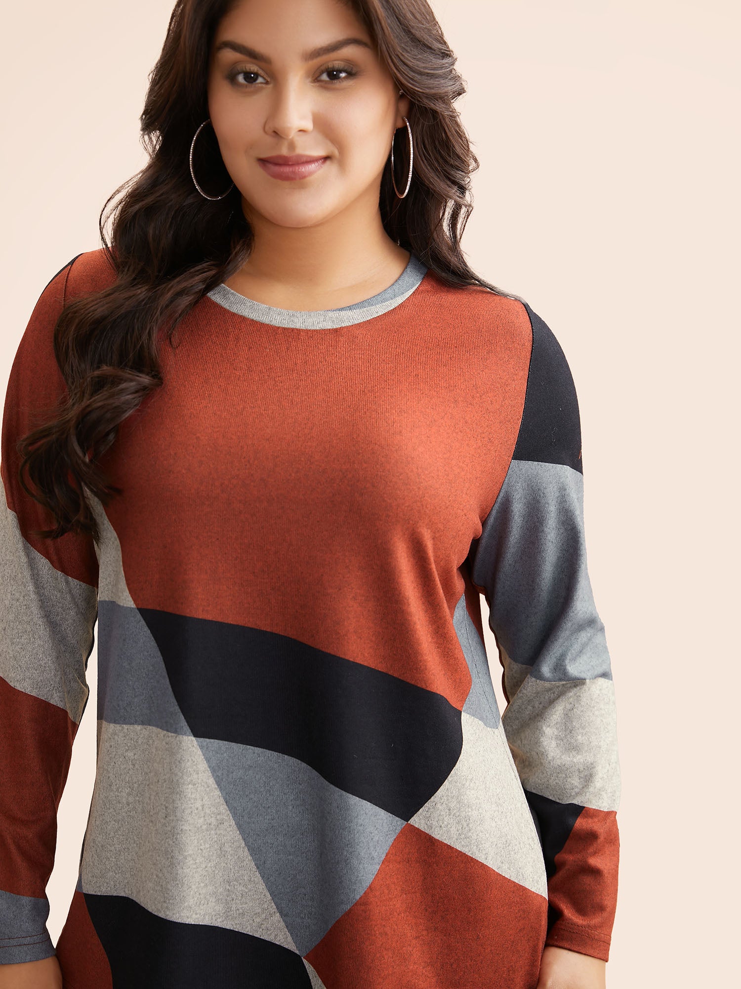 Round Neck Colorblock Contrast T-shirt