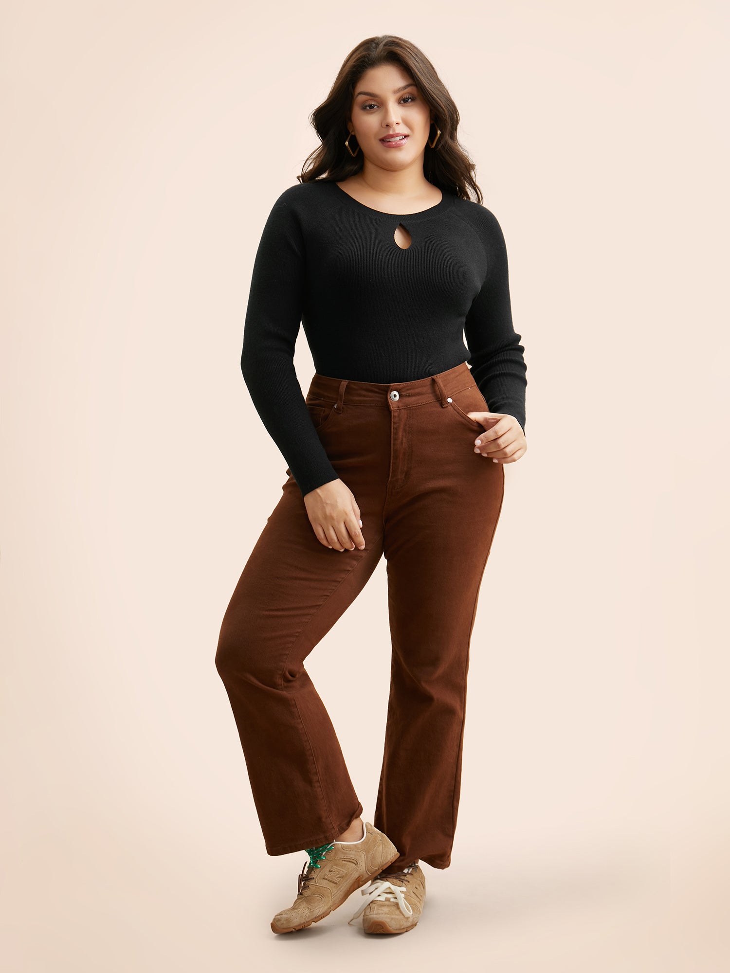 Supersoft Essentials Solid Keyhole Raglan Sleeve Pullover