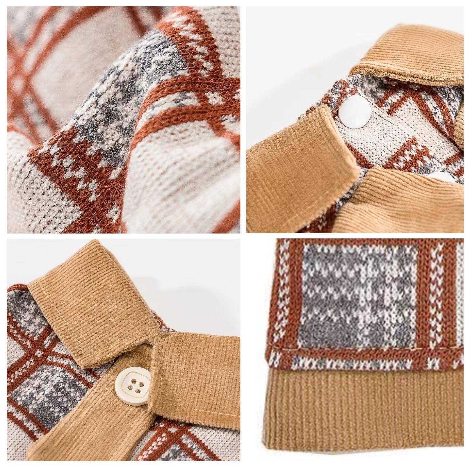 College-Style Knitted Polo Pet Shirt