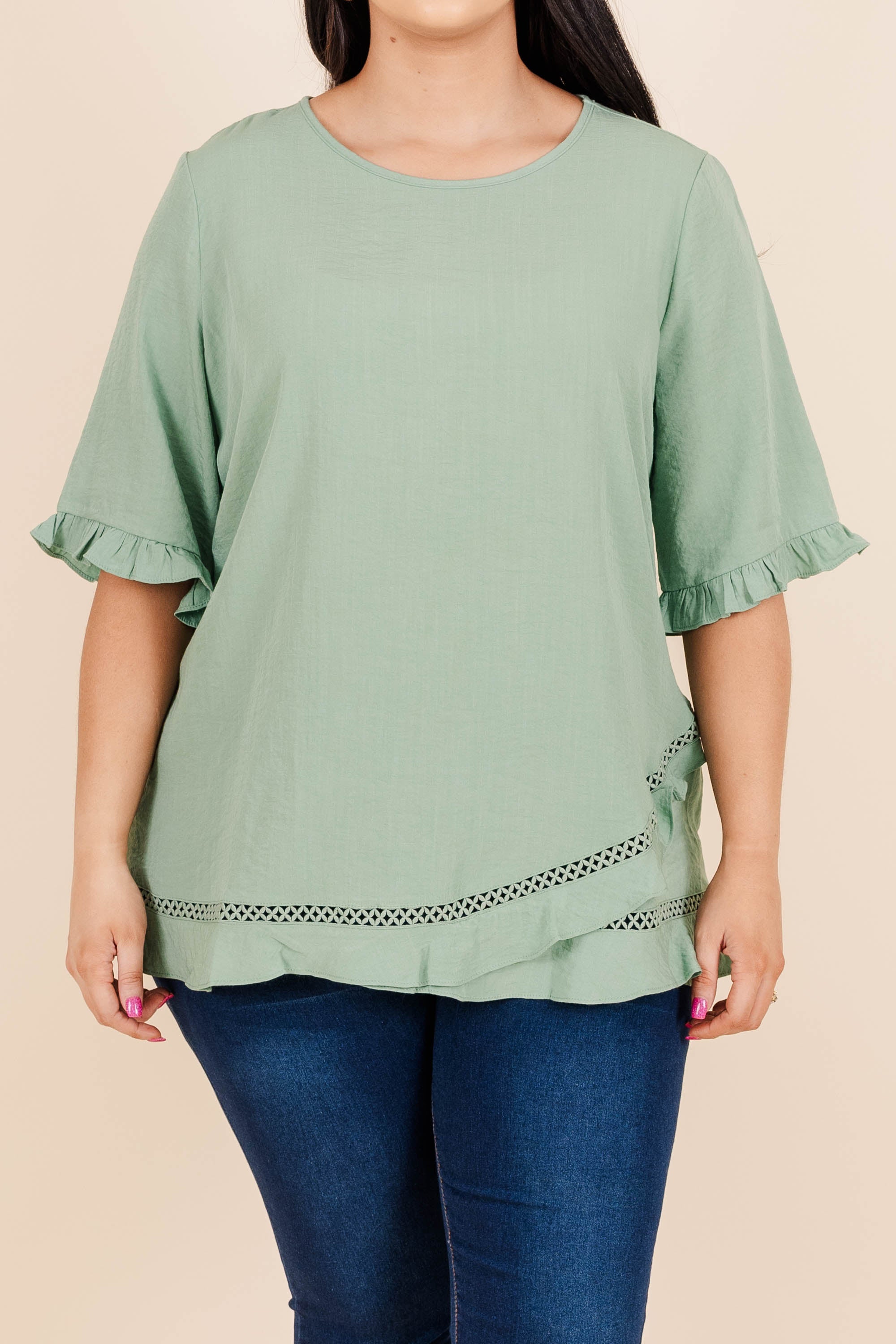 Head Clover Heels Top. Sage