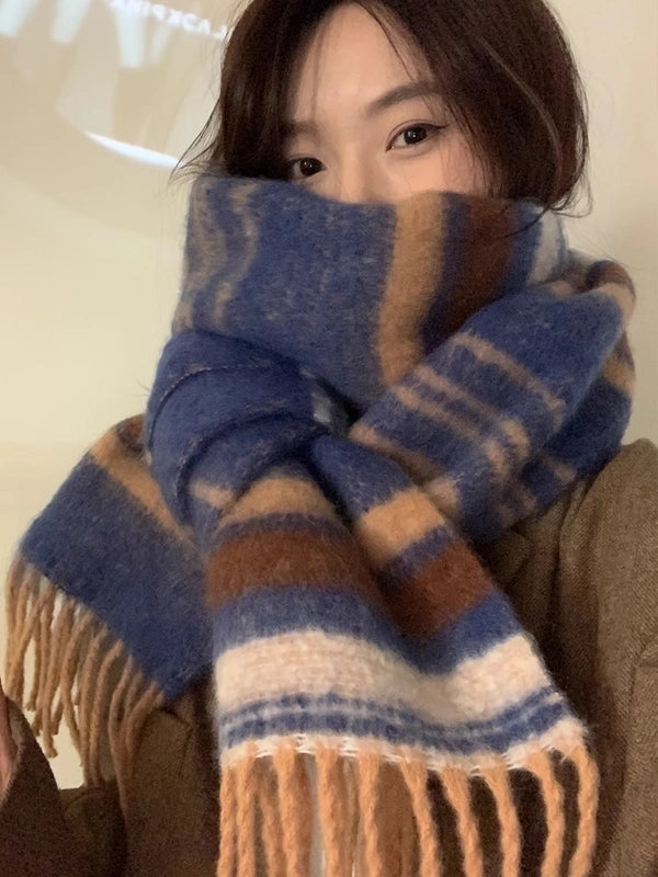 Women's Vintage Style Stripe Acrylic Scarf