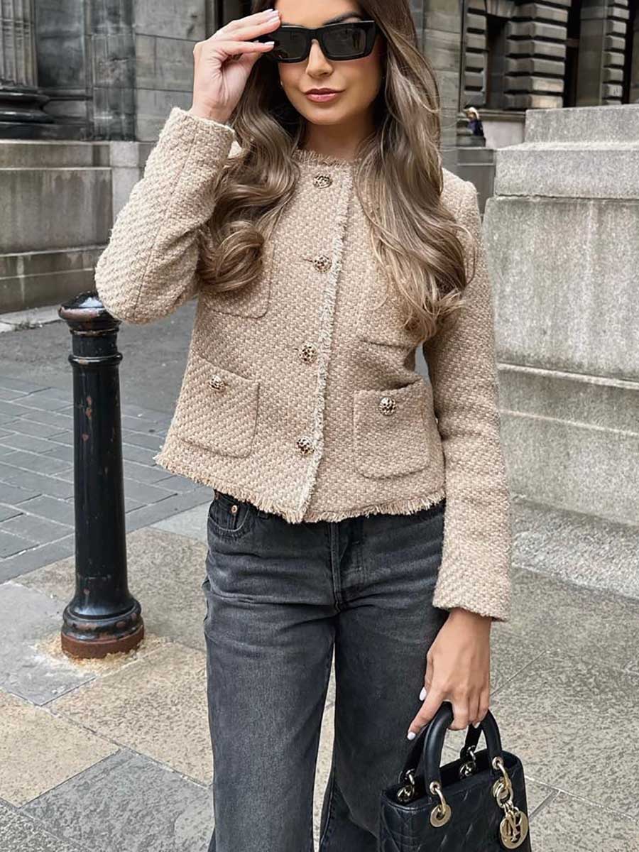 Metal Buttoned Chunky Jacket Top