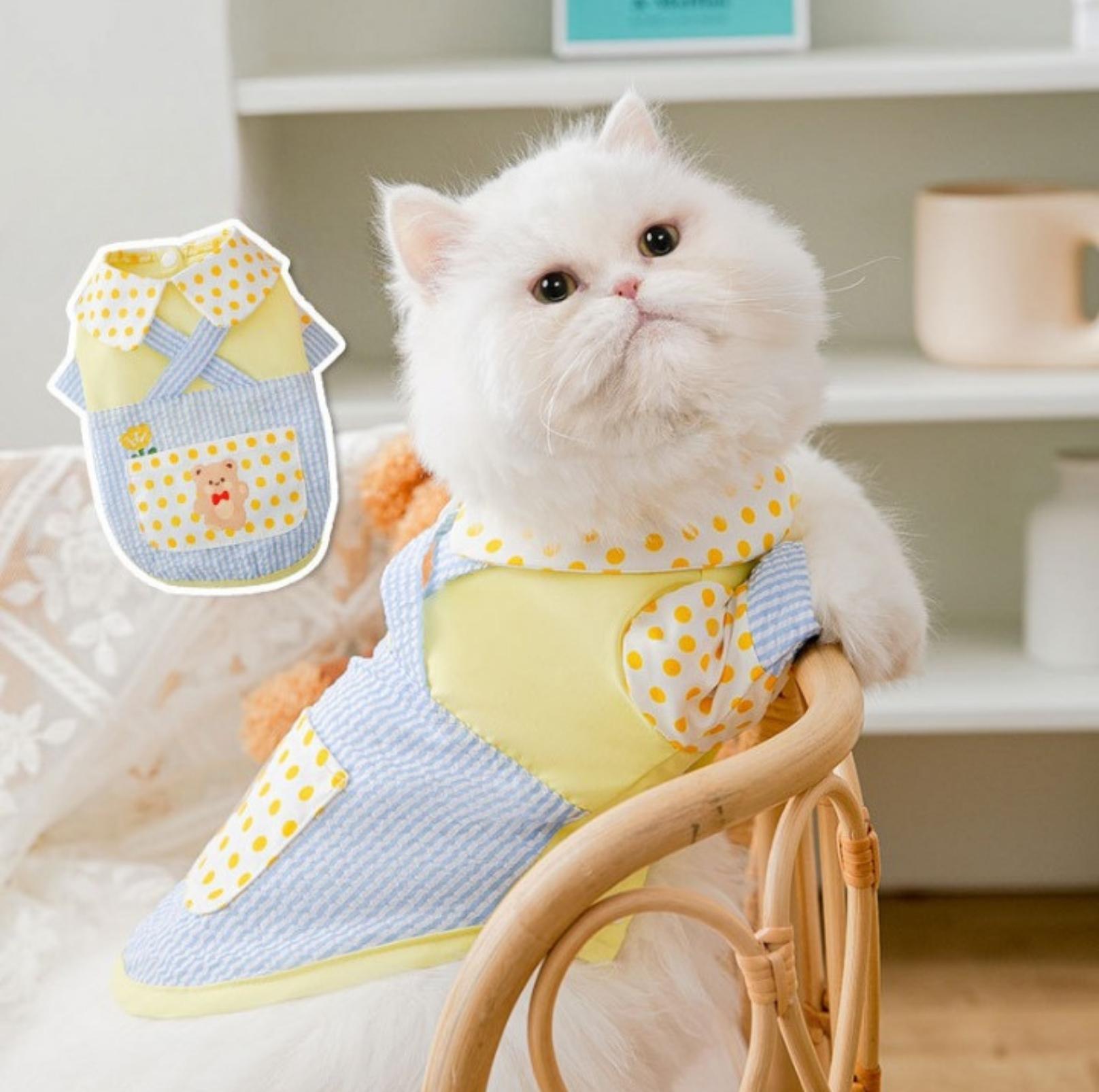 Rustic Style Striped Polka Dot Pet Shirt