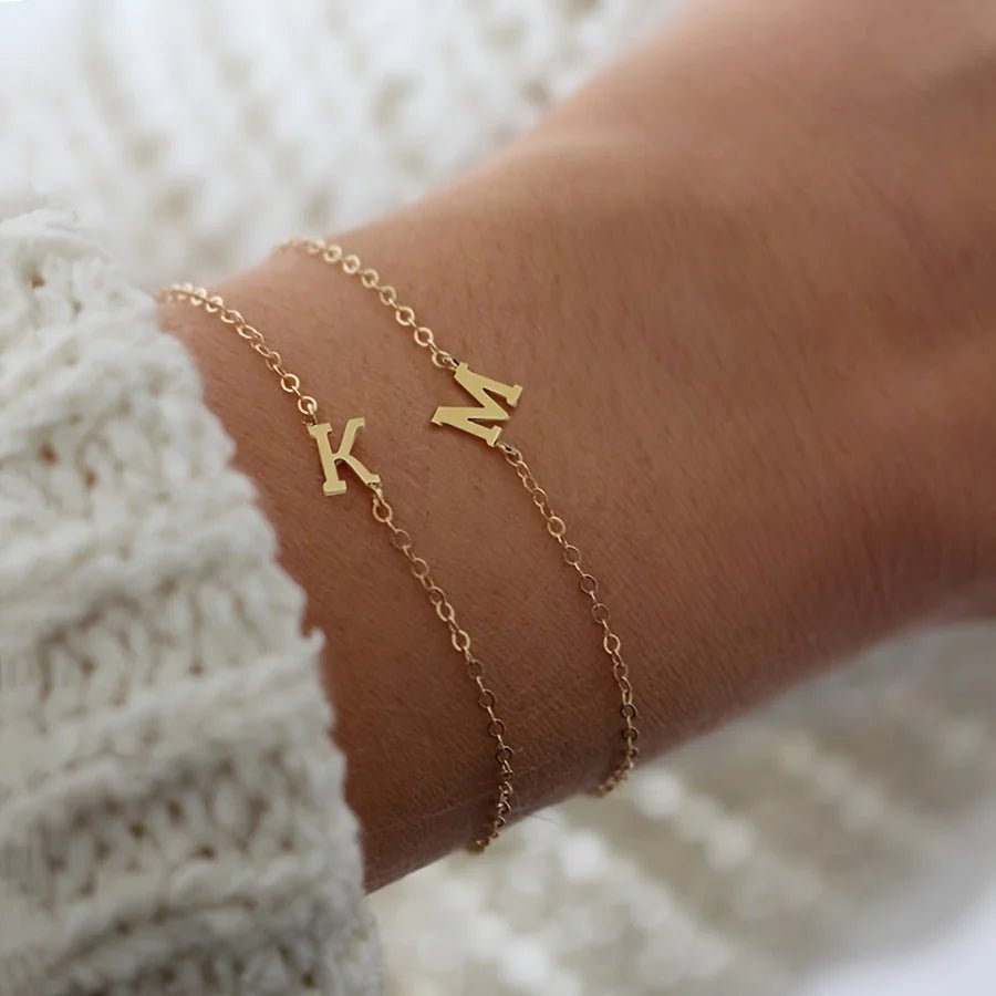 Dainty Feminine Letter Initial Chain Bracelet