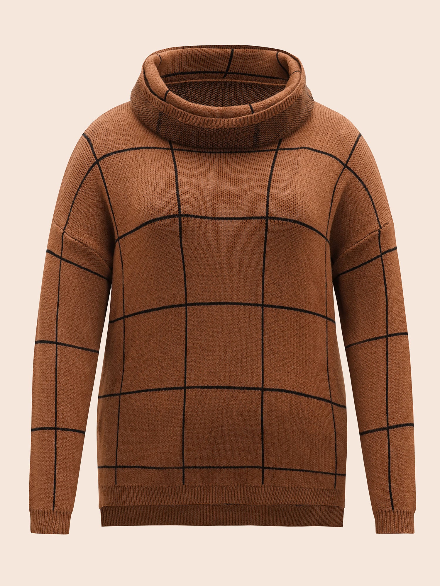 Supersoft Essentials Turtleneck Plaid Drop Shoulder Pullover