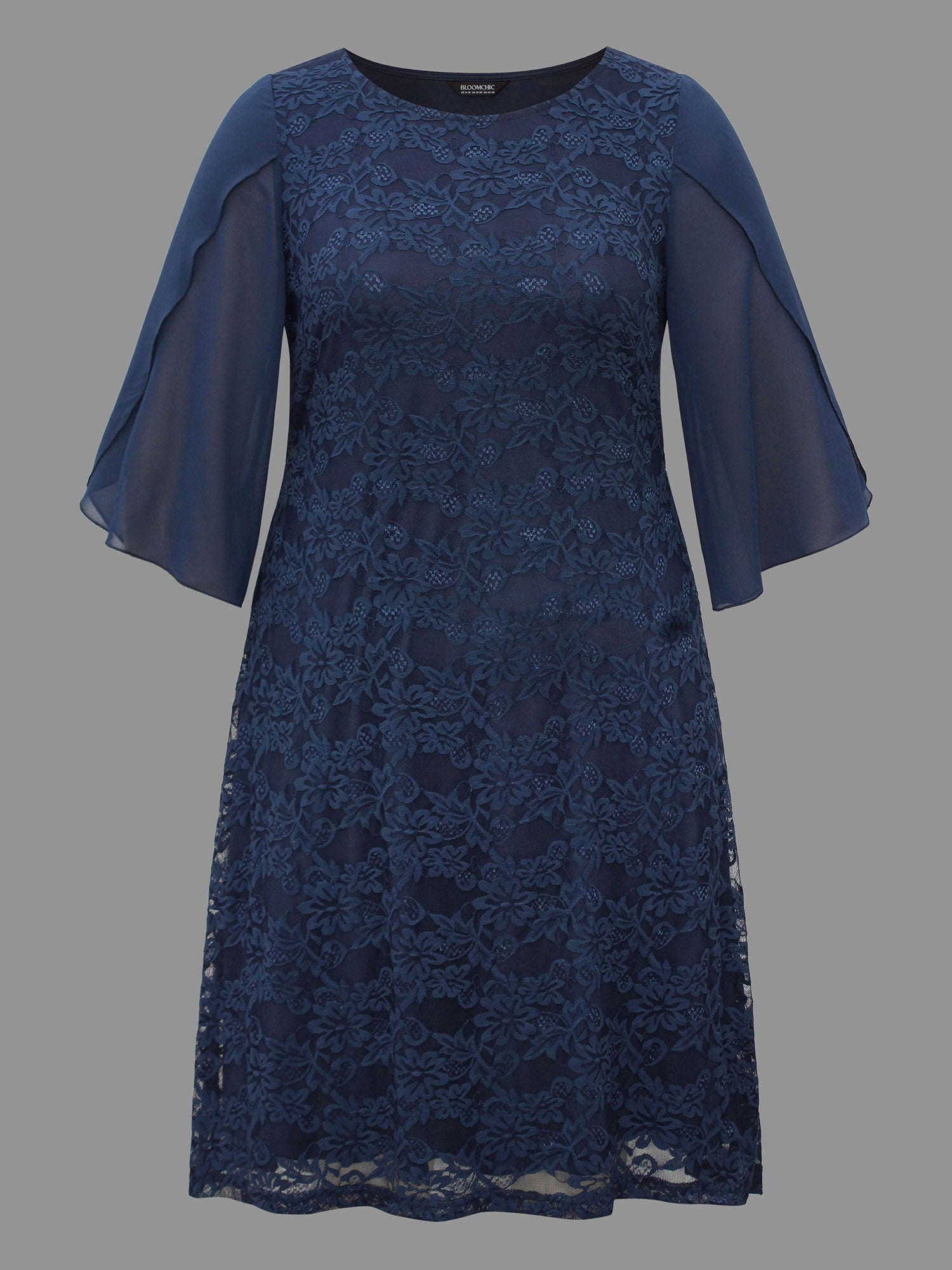 Textured Patchwork Petal Sleeve Dress