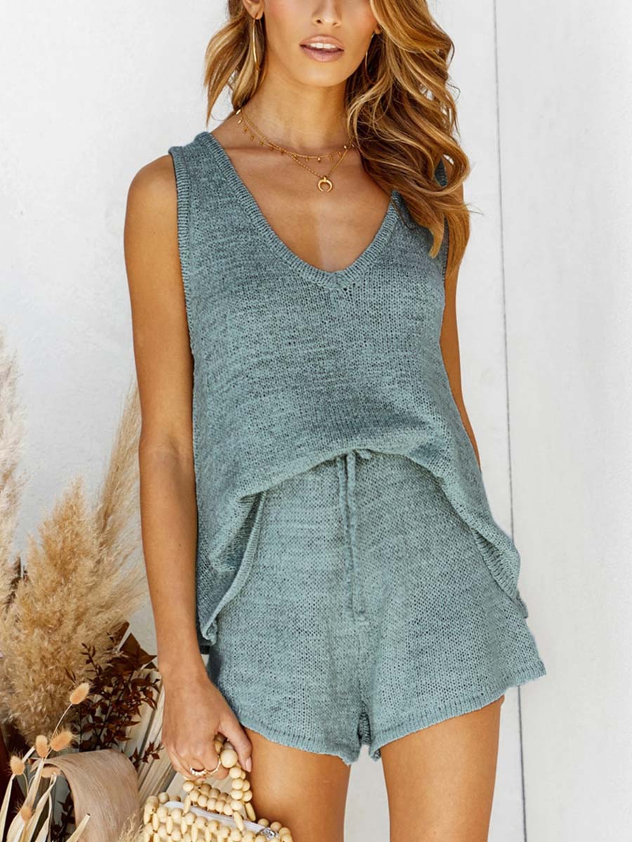 Casual Knit Skirt Two Set