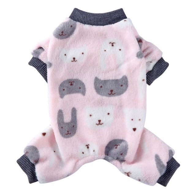 Warm Printed Dog Cat Jumpsuits Pajamas